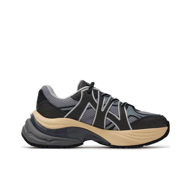 MLB New York Yankees Anti Slip Wear Resistant Low Top Chunky Sneakers Unisex Black Gray Color-1