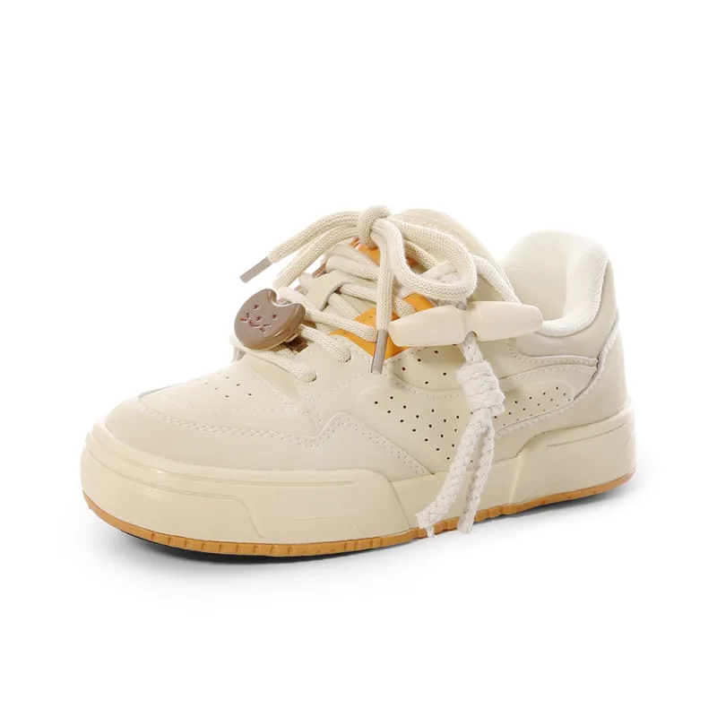 Cob Wear-resistant And Lightweight Low-Top Skateboard Shoes Women's Yellow-1