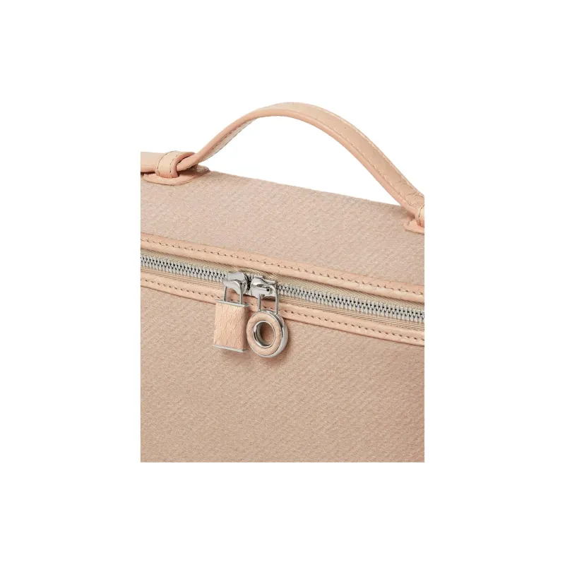 Loro Piana Cashmere Shoulder Bag Crossbody Bag Handbag Women's Cream Pink-5