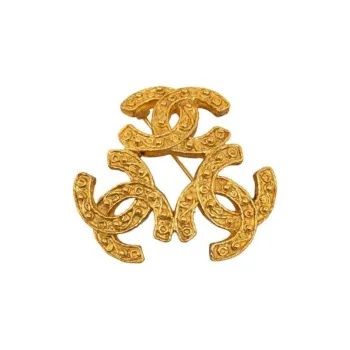CHANEL 1994 Plated Triple Cc Brooch Costume Brooch