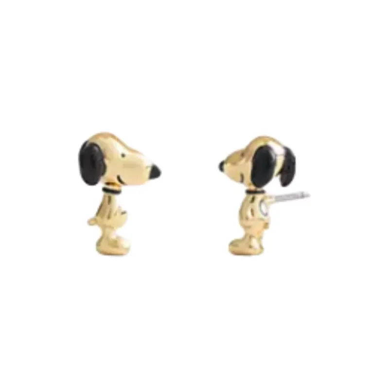 COACH Brass Plated, Enamel, Cubic Zircon Stud Earrings Unisex Gold-0