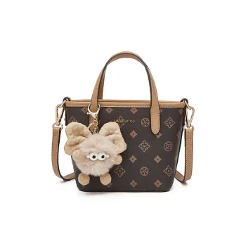 Old Man's Head Synthetic Leather Shoulder Bag, Crossbody Bag, Handbag Women's Coffee