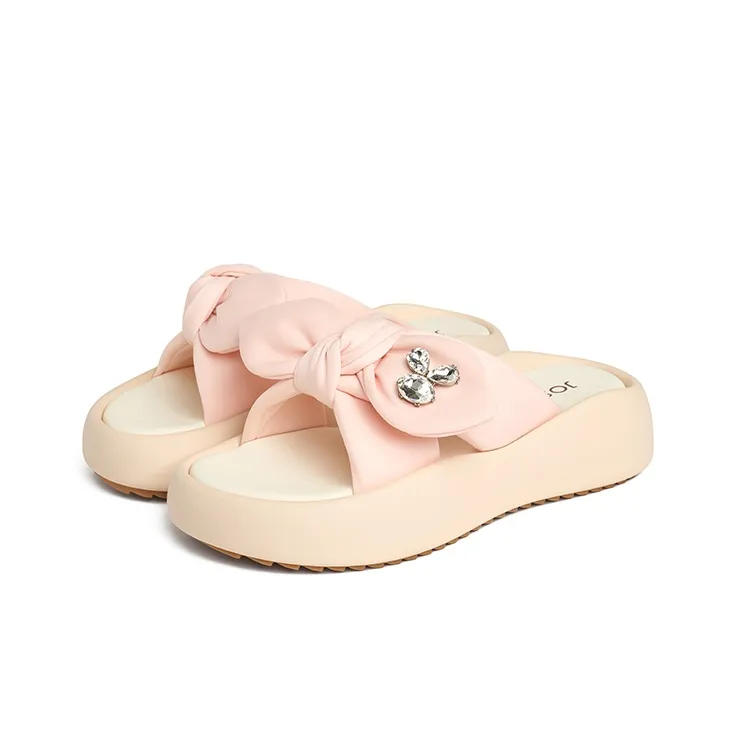 JOSINY Rubber Sole Cushioning Slip Resistant Abrasion Resistant Odor Resistant Quiet Slide Slippers Women's Light Pink-1