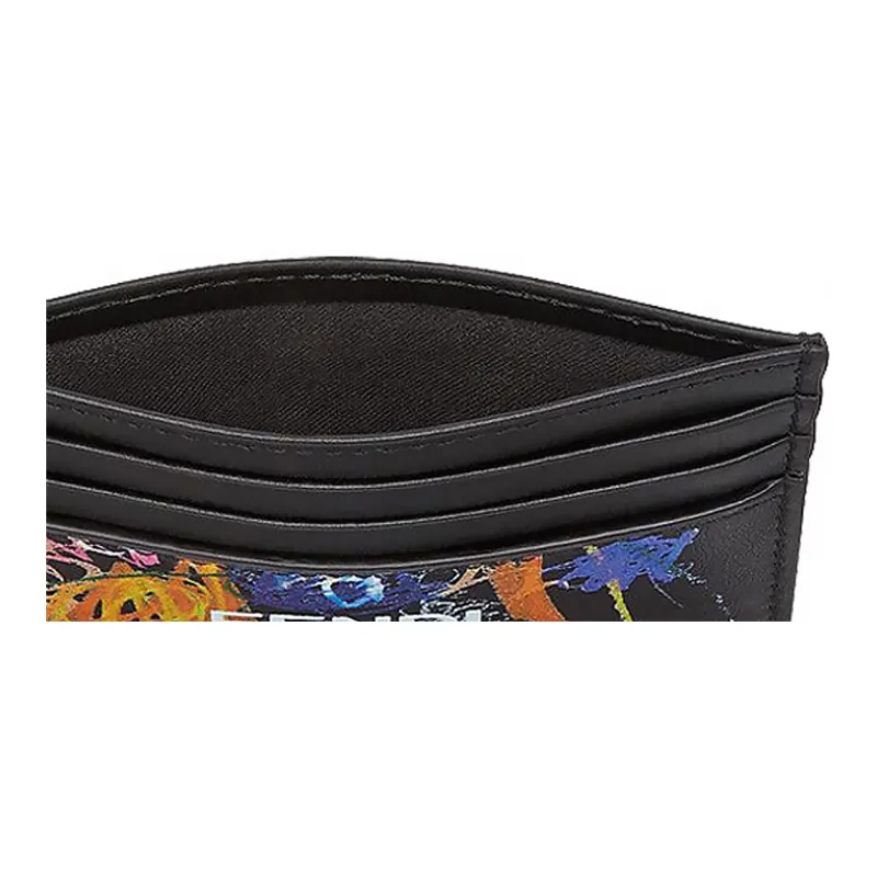 FENDI Calfskin Card Holder Card Holder Men's Black/Multicolor-4