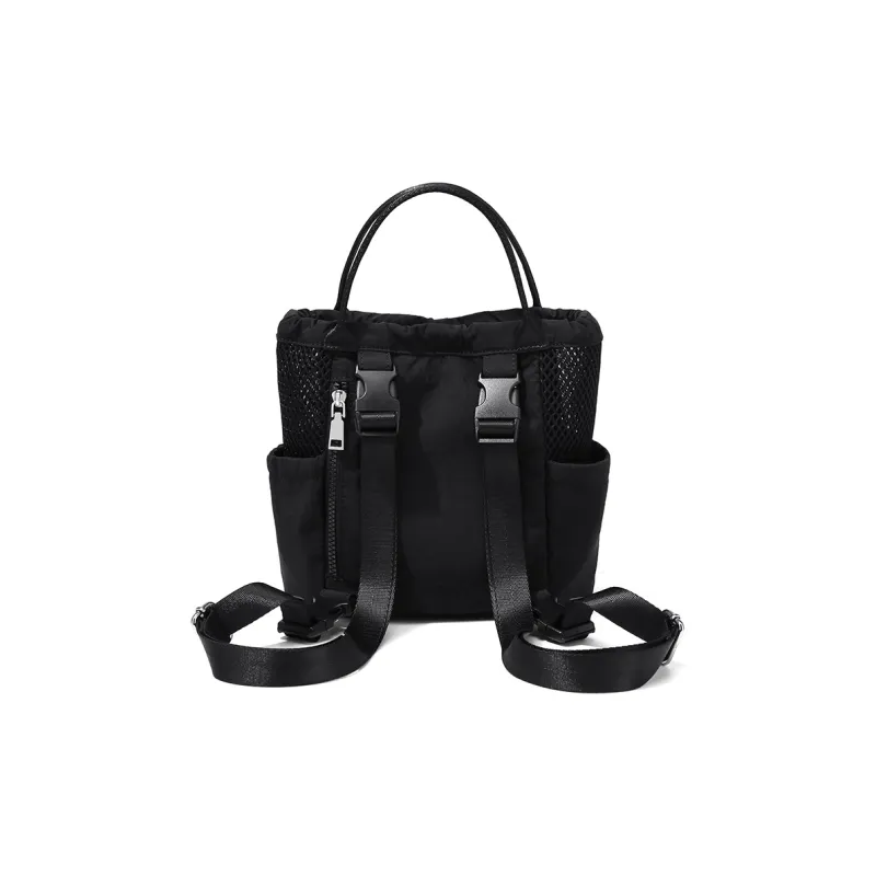 MAKEUP KITTEN Nylon Fabric Synthetic Leather Cute Crossbody Handbag Mini Backpack Women's Khaki-9