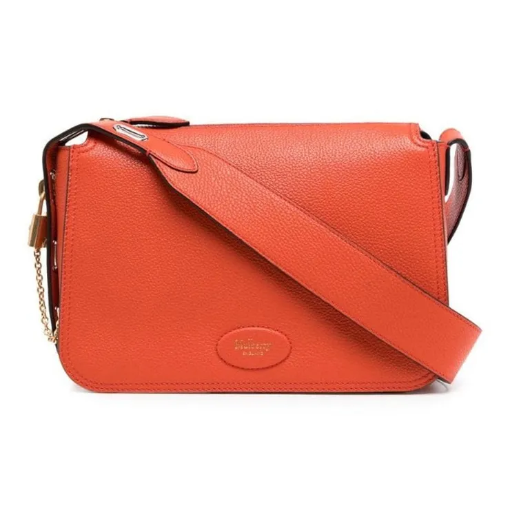 Mulberry Grain Cow Leather Shoulder Bag, Crossbody Bag Women's Orange-0