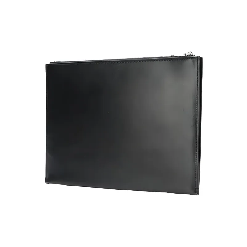 SAINT LAURENT Smooth Cow Leather Storage Bag Clutch Men's Black-3