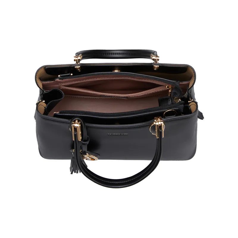 YEARCON Synthetic Leather Tote Bag, Shopping Bag, Shoulder Bag, Crossbody Bag, Handbag Large Size Women's Black-3