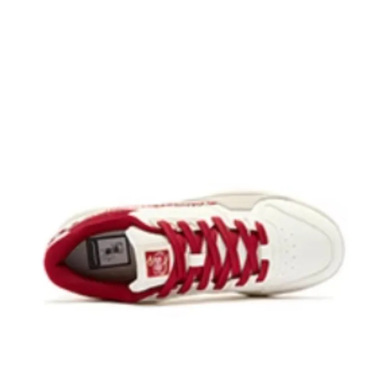 QIAODAN Dry Slip Resistant Cushioning Lightweight Low Top Skateboard Shoes Men's White Red-3