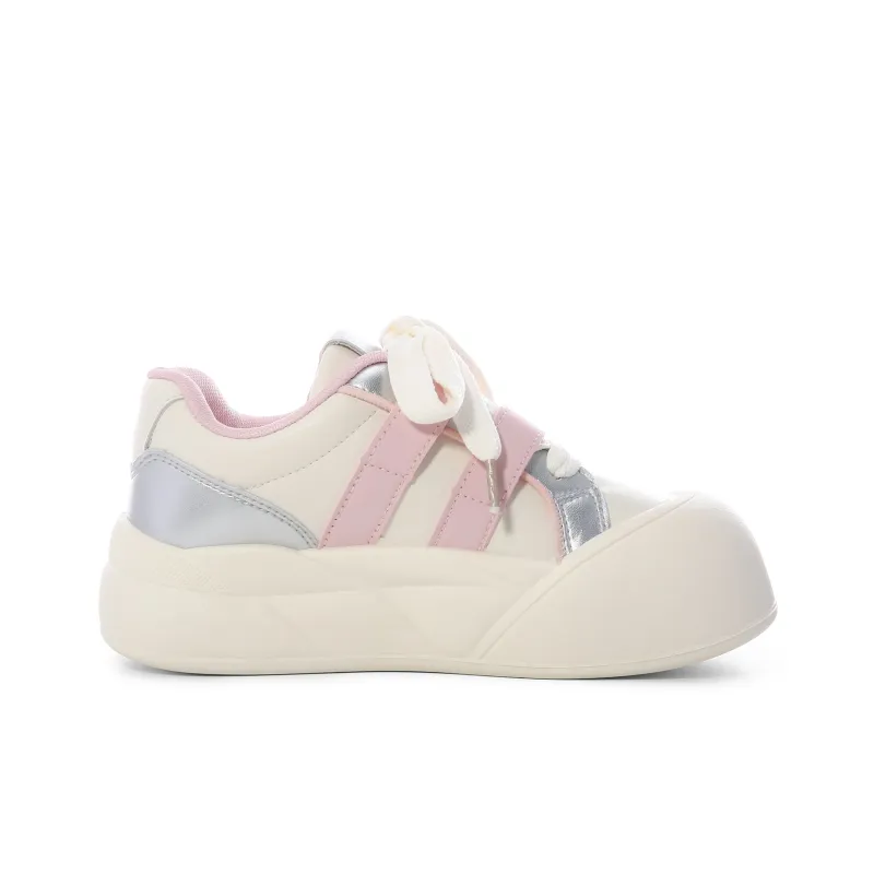 Lovely You Lightweight Anti-Slip And Wear-Resistant Low-Top Skateboard Shoes Women's Pink Silver-1