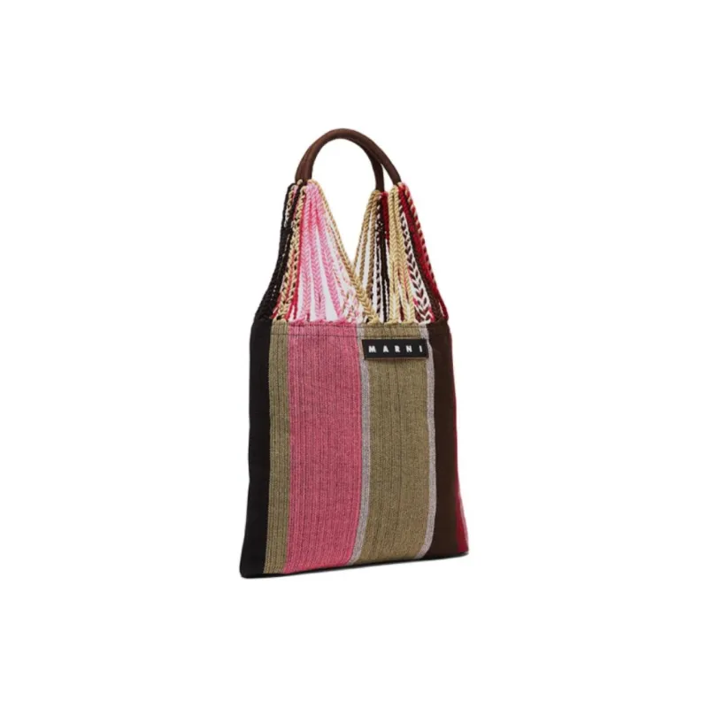 MARNI Fabric Hammock Bag Handbag Medium Size Women's Pink & Green & Red-1