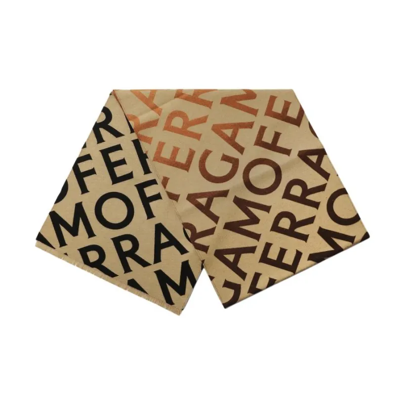 FERRAGAMO Wool Knit Scarves Women's Brown-1