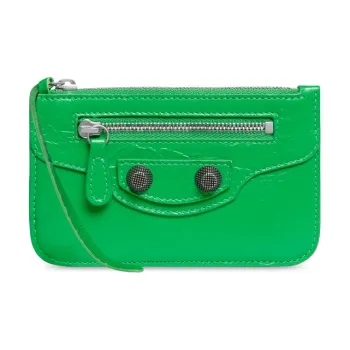 Balenciaga Le Cagole Lambskin Wallet Coin Purse Card Holder Women's Green