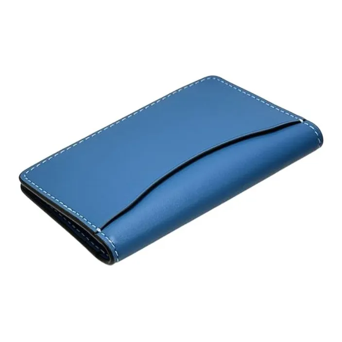 COACH Calfskin Coin Purse Wallet Mini Women's Bronze & Bright Blue-3