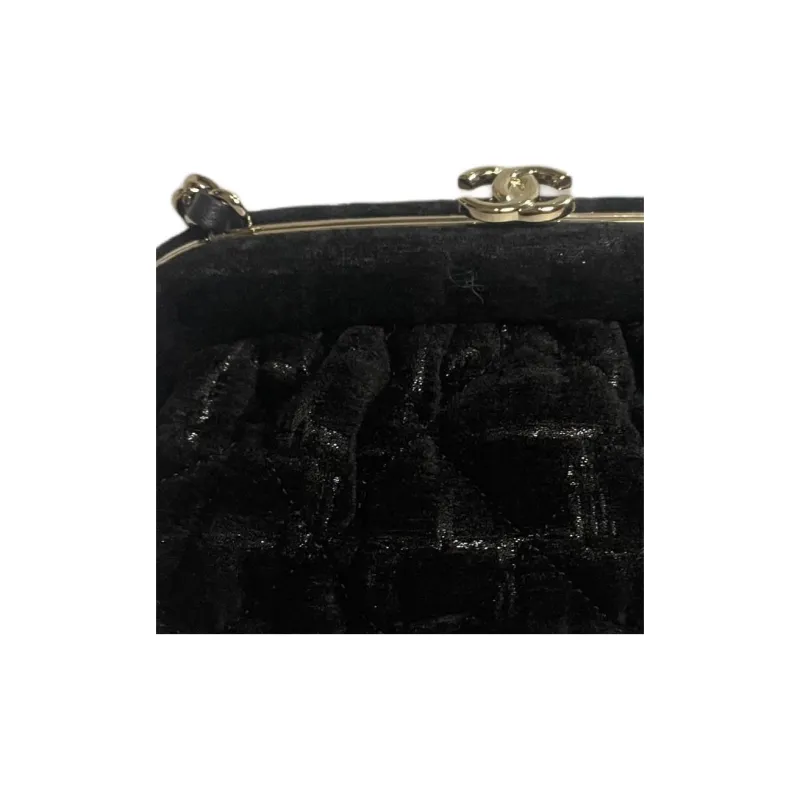 CHANEL Silk Evening Bag, Handheld Bag, Shoulder Bag, Crossbody Bag Women's Black-2