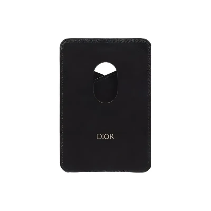 DIOR Canvas With Cow Leather Patchwork Detail Card Holder Men's Black-2