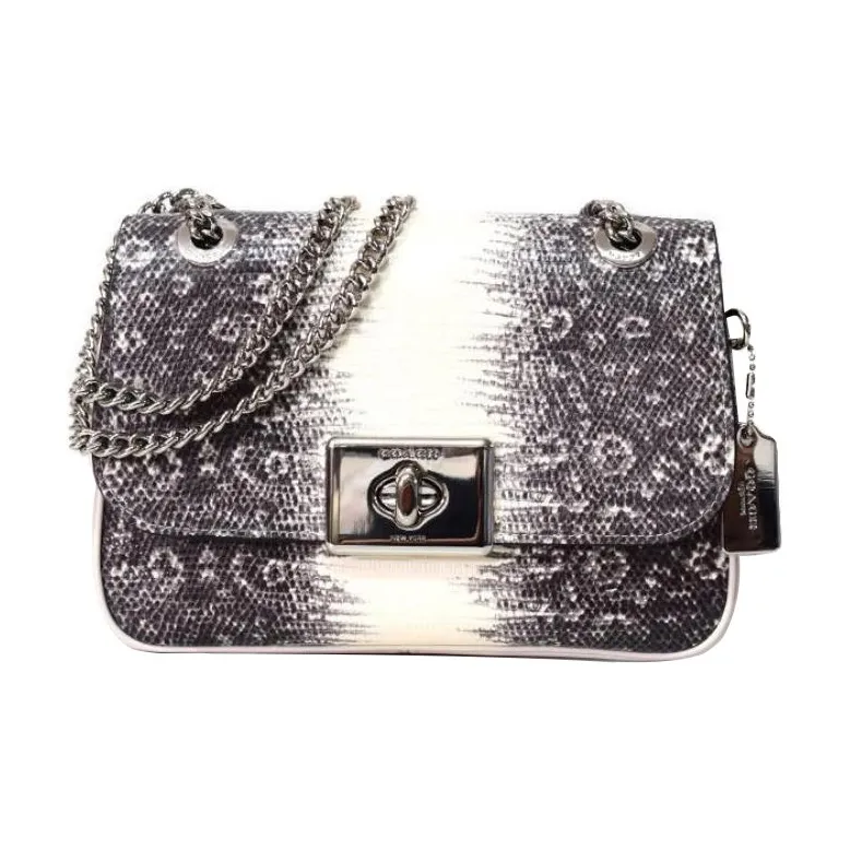 COACH Cassidy Leather Shoulder Bag, Crossbody Bag Medium Size Women's Black Gray-0