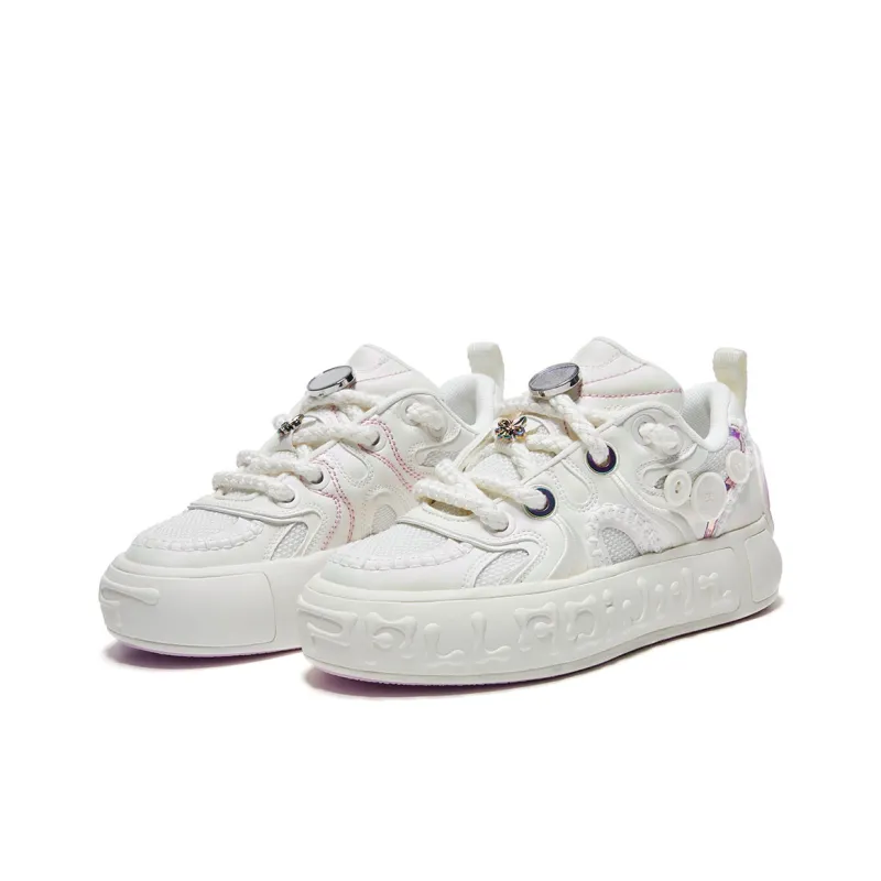 Palladium Button Shoes Wear Resistant Slip Resistant Low Top Skateboard Shoes Unisex Ecru-3