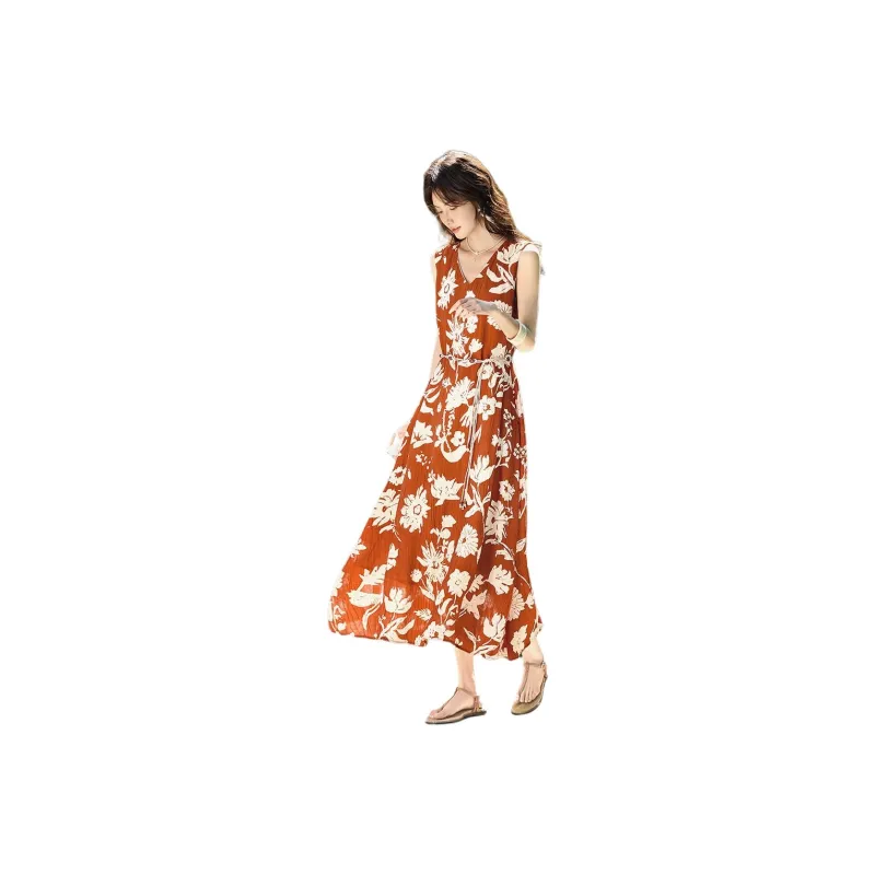 XWI Sleeveless Dresses Women's Red With Print-0