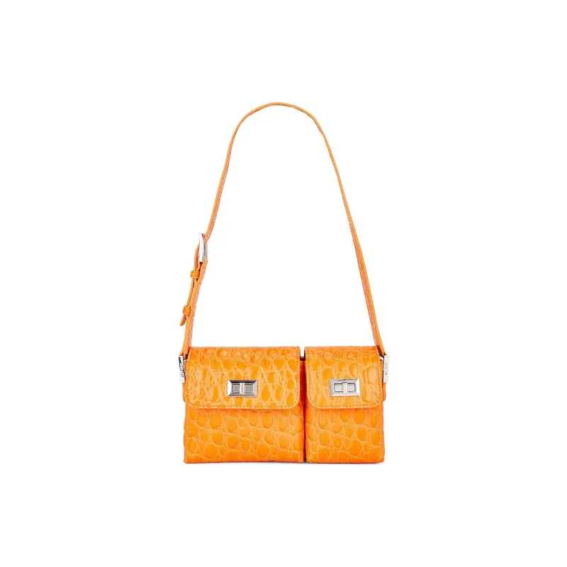 By Far Baby Billy Crocodile Embossed Cow Leather Crossbody Bag Shoulder Bag Women's Orange-2