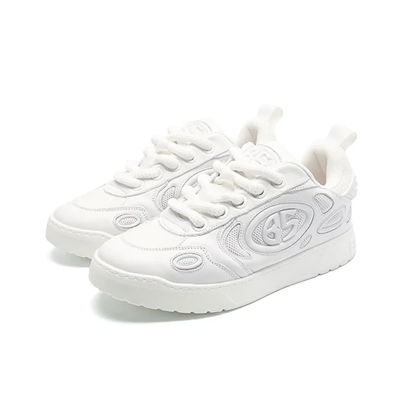 BLOCCO5 Low Top Skateboard Shoes Unisex White-1