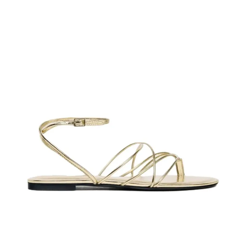 ZARA One Strap Sandals 1.5cm Women's Gold-1