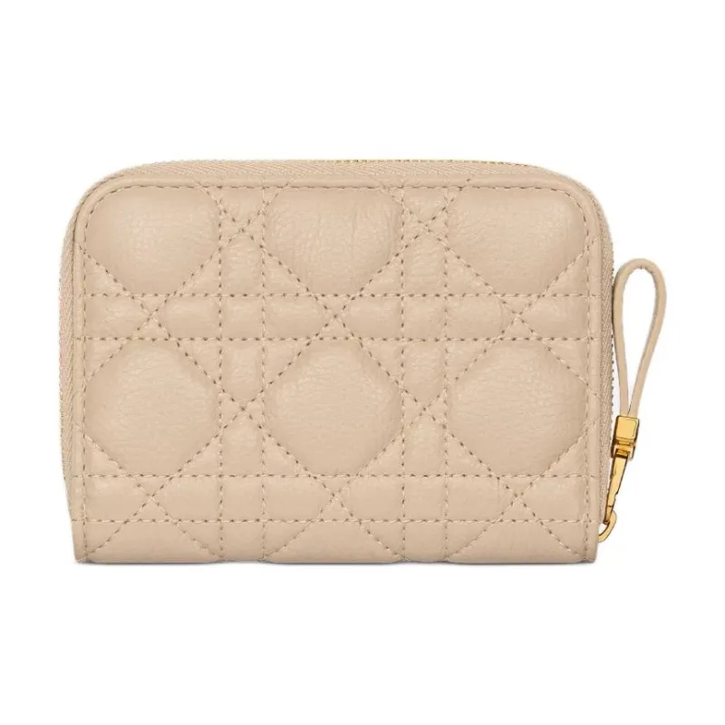 DIOR Caro Calfskin Wallet Women's Pink Beige-2