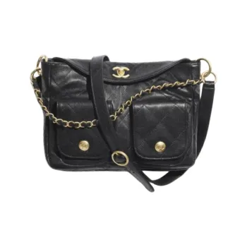 CHANEL Grained Calfskin Hobo Bag, Portable Crossbody Bag, Shoulder Bag Women's Black