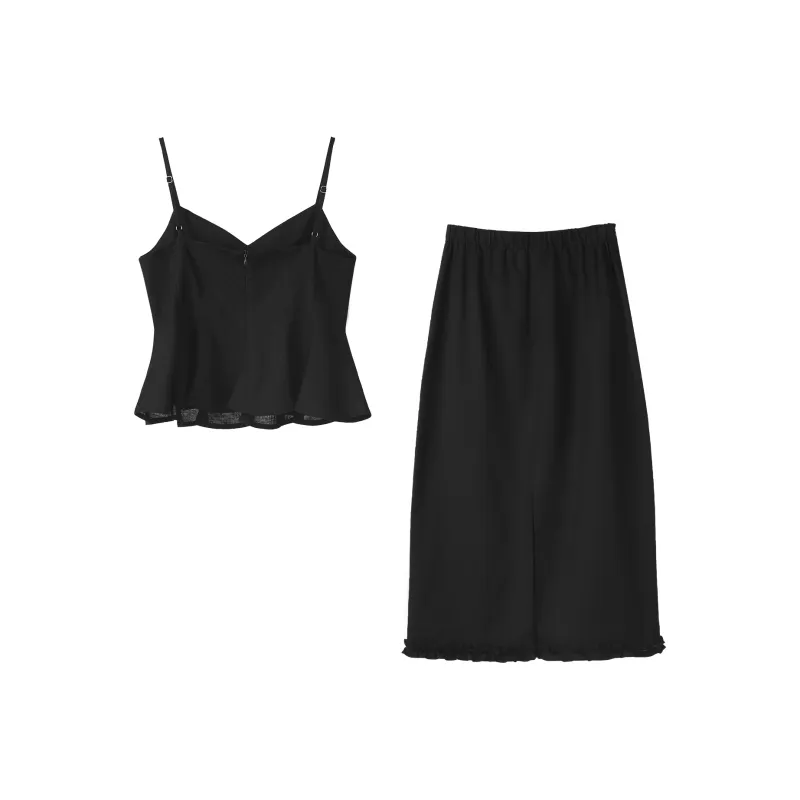 Fstudio Korean Style Elegance V Neck Comfortable Short Sleeved Top Skirt Set Women's-2