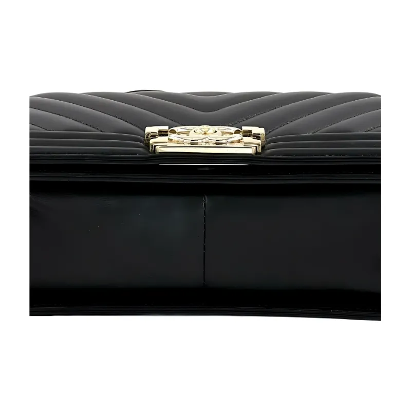 CHANEL Leboy Smooth Calf Leather Flap Bag, One Shoulder Handbag, Crossbody Bag Medium Size Women's Black-4