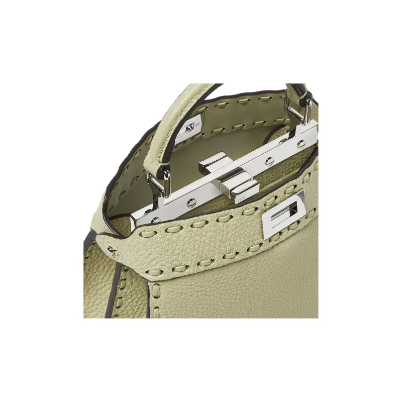 FENDI Peekaboo ISeeU Calfskin One Shoulder Handbag Small Size Women's Green-5