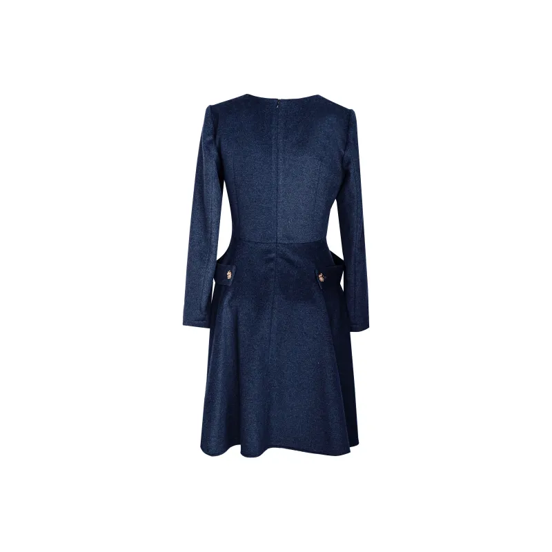ROEYSHOUSE Long Sleeved Dresses Women's Dark Blue-1