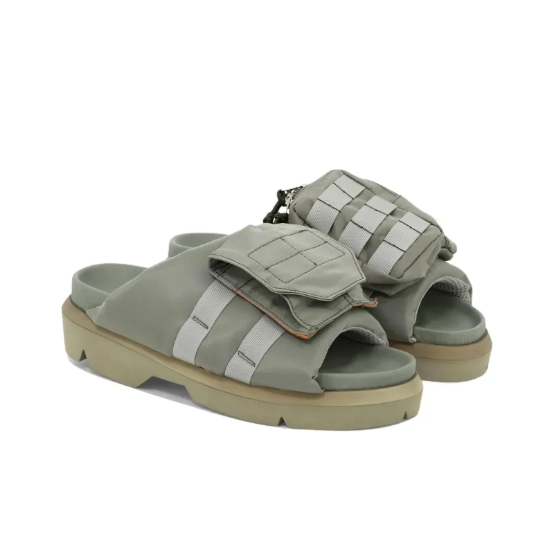 Sacai Rubber Abrasion Resistant Slide Slippers Unisex Gray Green-3