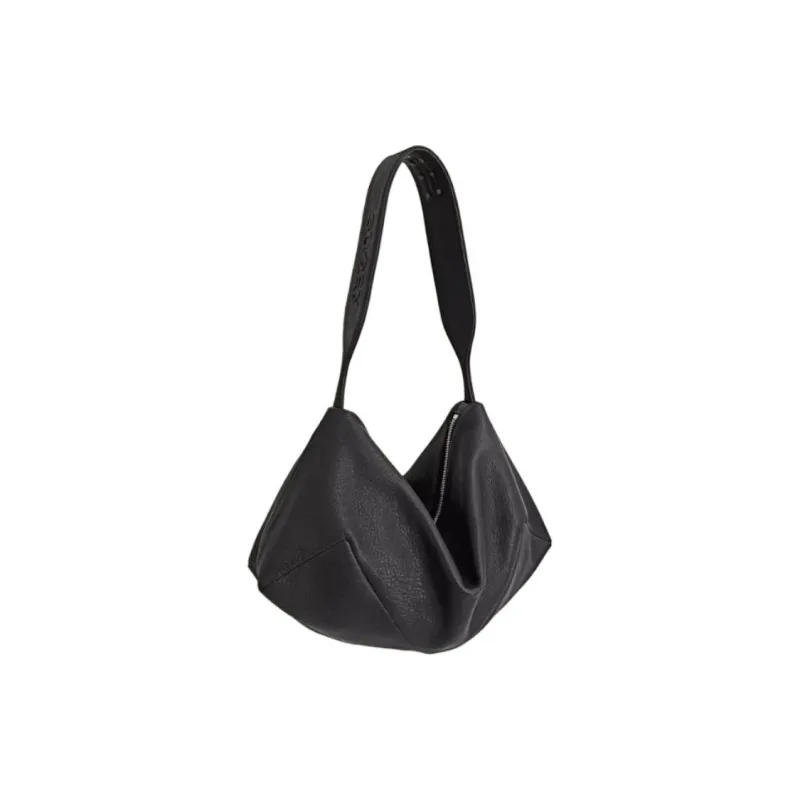 SUREN Sheepskin Shoulder Bag Medium Size Women's Classic Black/Olive Green-2