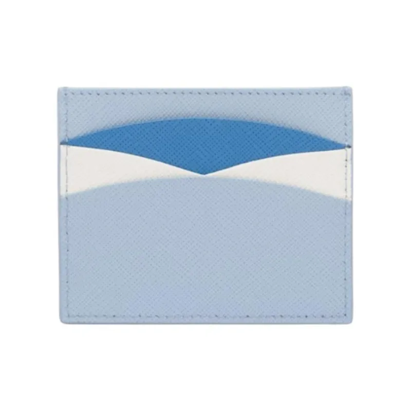 PRADA Saffiano Leather Card Holder Women's Blue-1