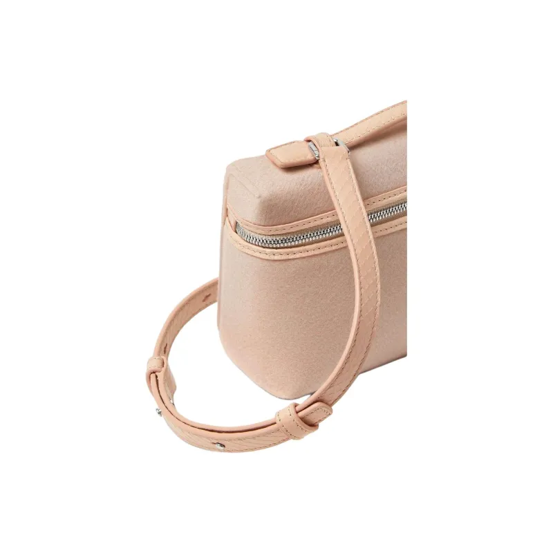 Loro Piana Cashmere Shoulder Bag Crossbody Bag Handbag Women's Cream Pink-4