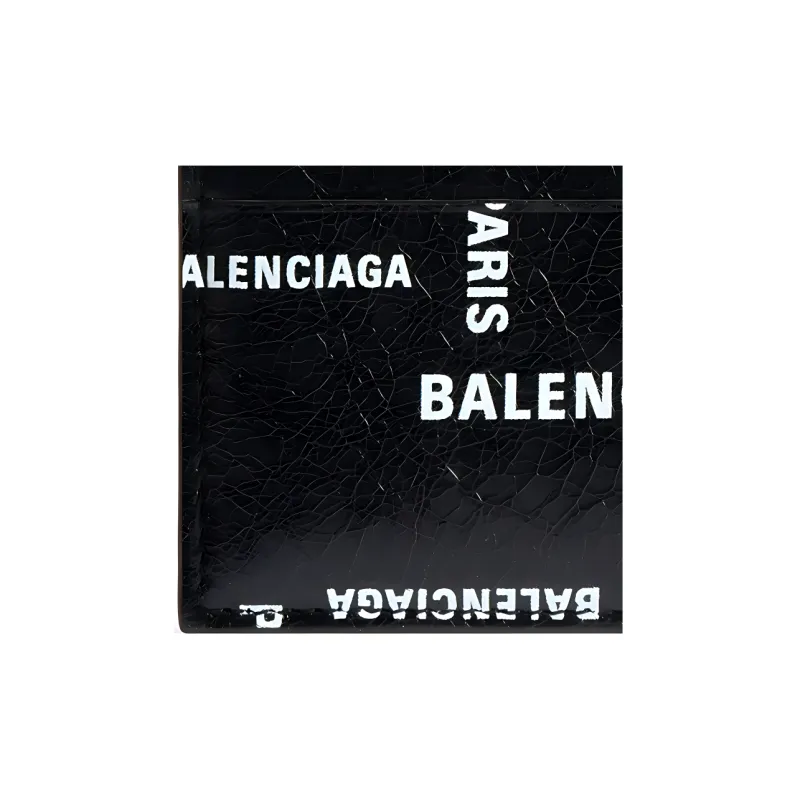 Balenciaga Bal Paris AlloverCash Card Holder Men Black White-2