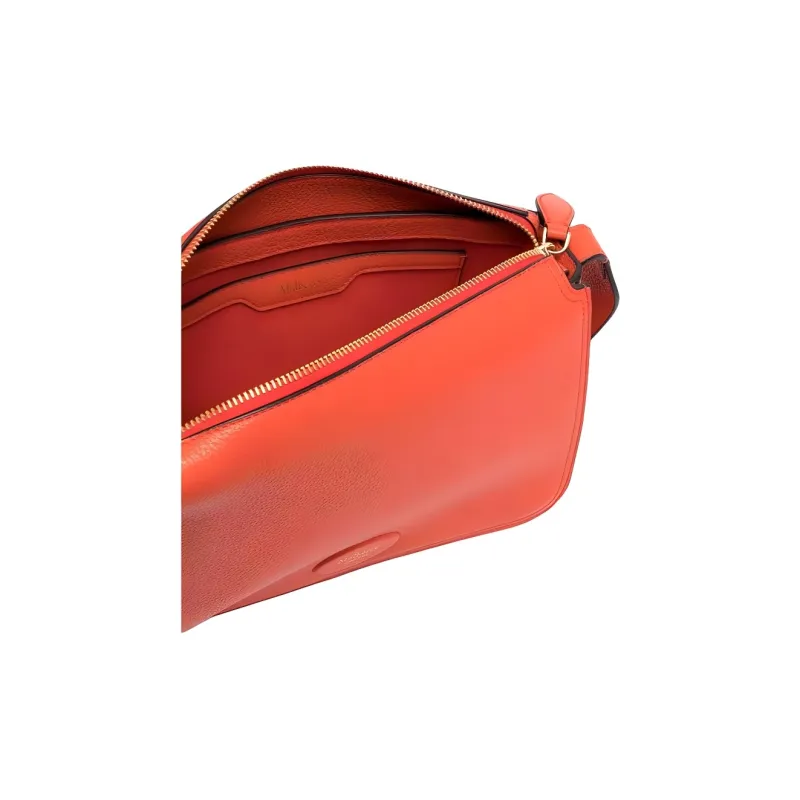 Mulberry Grain Cow Leather Shoulder Bag, Crossbody Bag Women's Orange-2