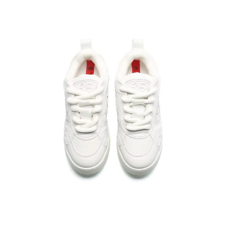BLOCCO5 Low Top Skateboard Shoes Unisex White-3