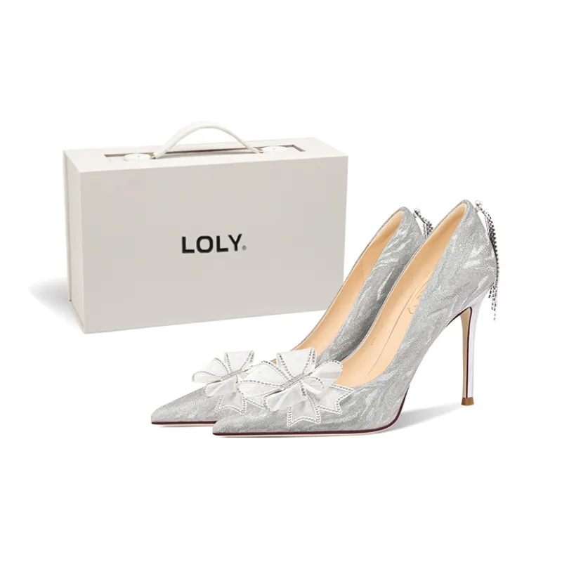 LOLY Slim Heel High Heels Women's Silver-10