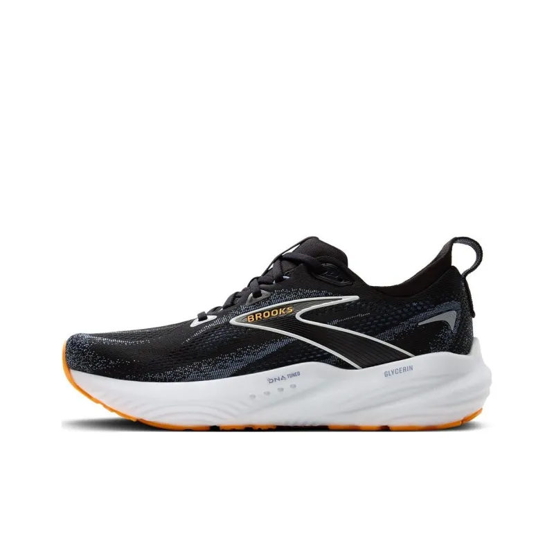 Brooks Anti Slip Wear Resistant Low Top Running Shoes Unisex Black White Orange-0