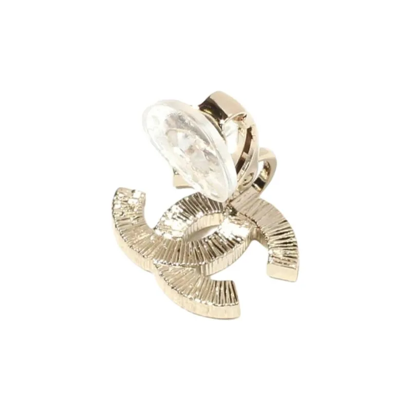 CHANEL Metal, Rhinestone Clip On Earrings Women's Gold-3