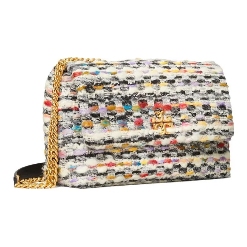 TORY BURCH Kira Tweed Chain Bag, Portable Crossbody Bag, Shoulder Bag Women's White & Multicolor-1
