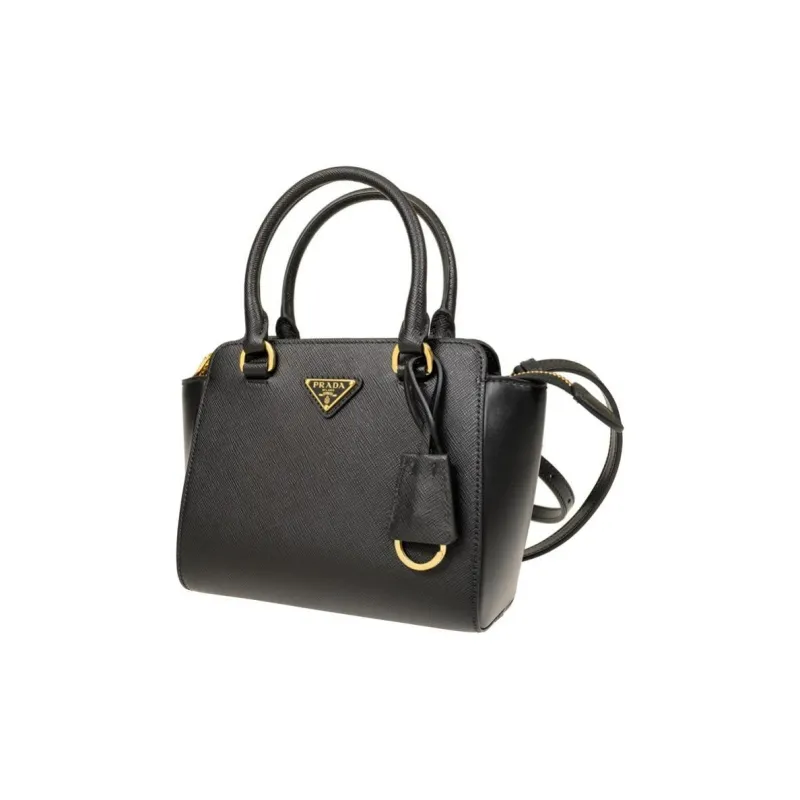 PRADA Leather Tote Bag, Shopping Bag, Shoulder Bag, Crossbody Bag, Handbag Women's Black-1