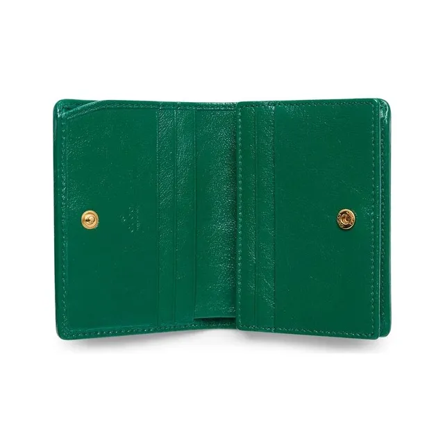 GUCCI Marmont Quilted Leather Card Holder, Wallet Women's Green/Bright Green-3