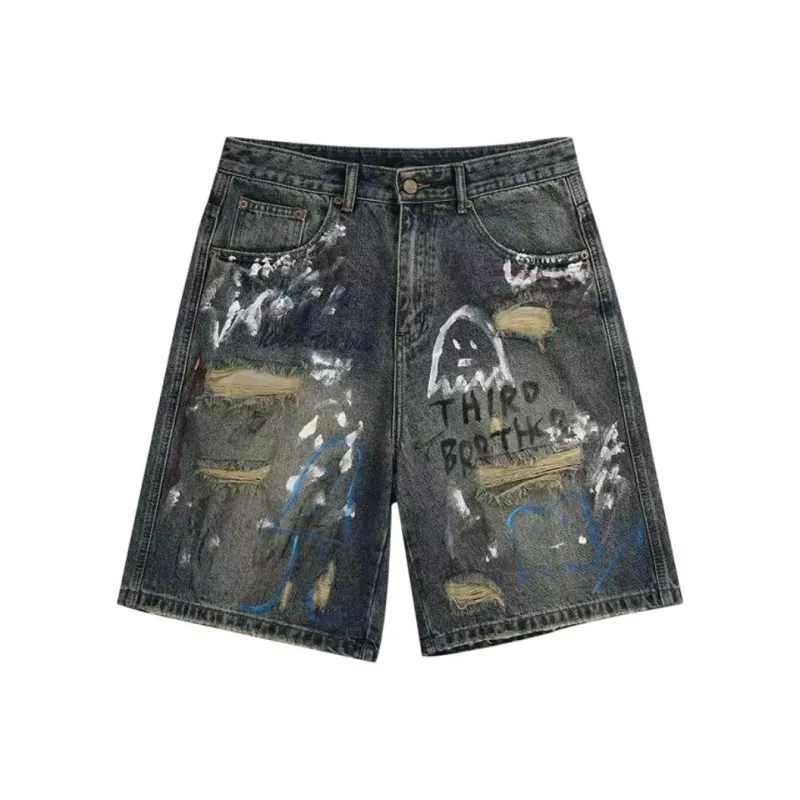 T IRA Denim Shorts Unisex Vintage Blue-0