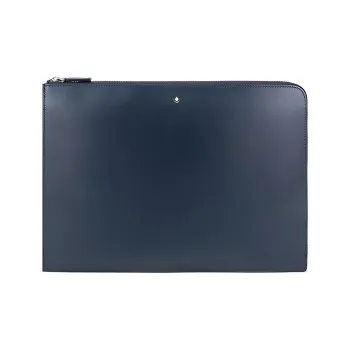 MONTBLANC Cow Leather Clutch Briefcase Men's Dark Blue