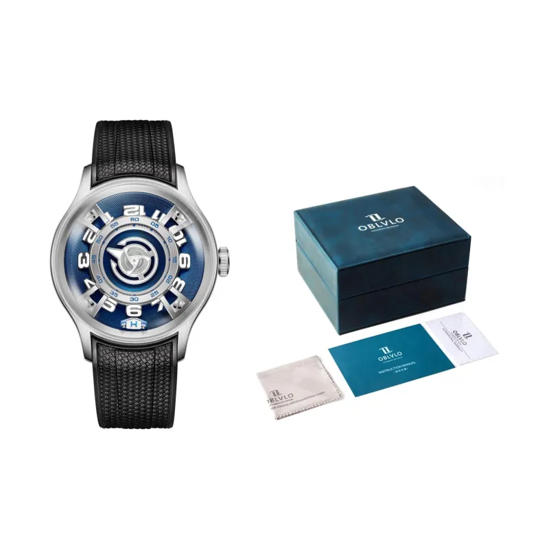 OBLVLO Mechanical Movement Watch Unisex Black Dial-6