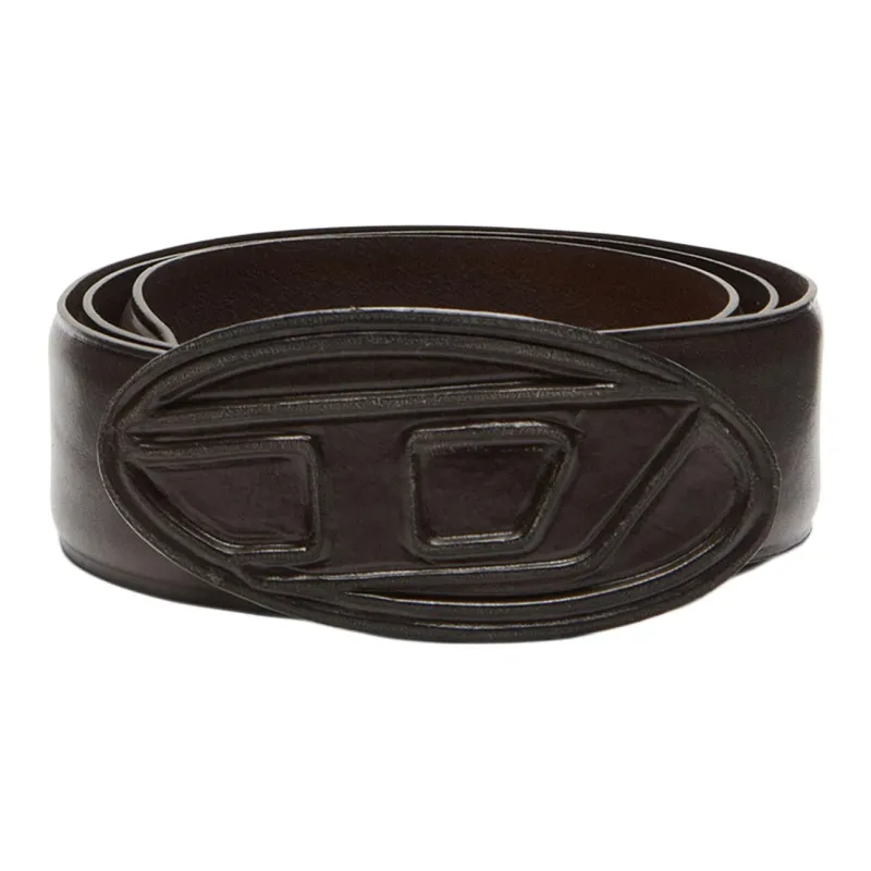 DIESEL Cow Leather Belts Men's Dark Brown Width 4CM-0