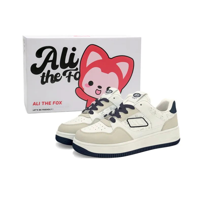 ALI THE FOX Low Top Skateboard Shoes Unisex White-45